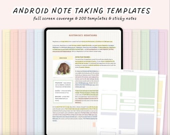 200 Android Note-Taking Templates | Colorful Note Templates | Student, College Note Templates | Samsung Notes, Android Digital Note Template