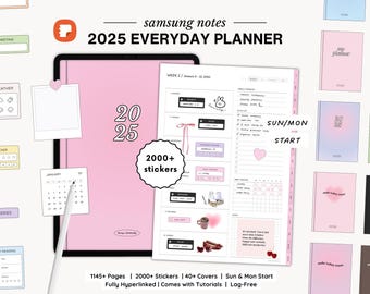 2025 Ultimate Samsung Notes Planner, Android Tablet Hyperlinked Dated Digital Planner, Samsung Notes Template, Widget Stickers Sticker Book