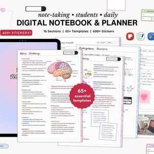 Hyperlinked Digital Notebook & Planner, Student, Life Planners, Note-Taking Templates, Samsung Notes, GoodNotes etc.