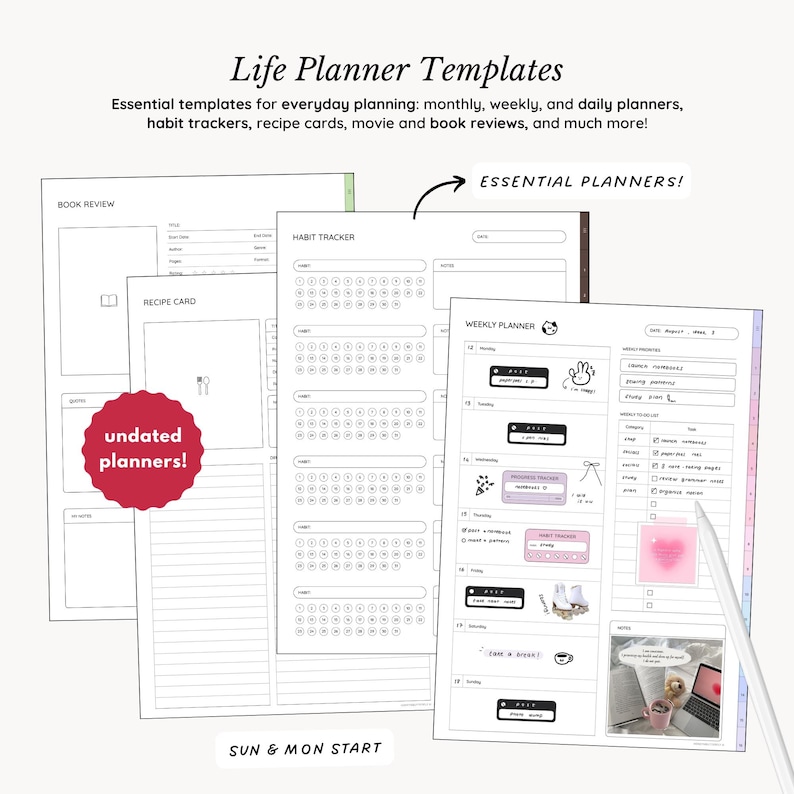 Samsung Notes & GoodNotes Digital Notebook BUNDLE, 8 Hyperlinked Notebooks, 65+ Student and Life Planner Templates, 2000+ Stickers image 5