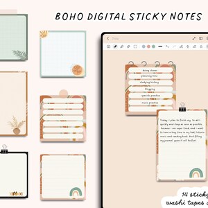 Boho ästhetische digitale Sticky Notes | Digitale Planer Aufkleber | Boho Notizblöcke | Digitale Notiz-Aufkleber | iPad & Tablet Sticker