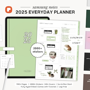 2025 Ultimate Samsung Notes Planner, Android Tablet Hyperlinked Dated Digital Planner, Modello Samsung Notes, Widget Stickers Sticker Book