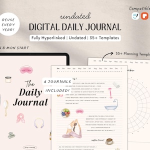 Minimalist Digital Daily Journal: Lined, Dotted, Graph, Blank (GoodNotes, Samsung Notes, iPad & Tablet)