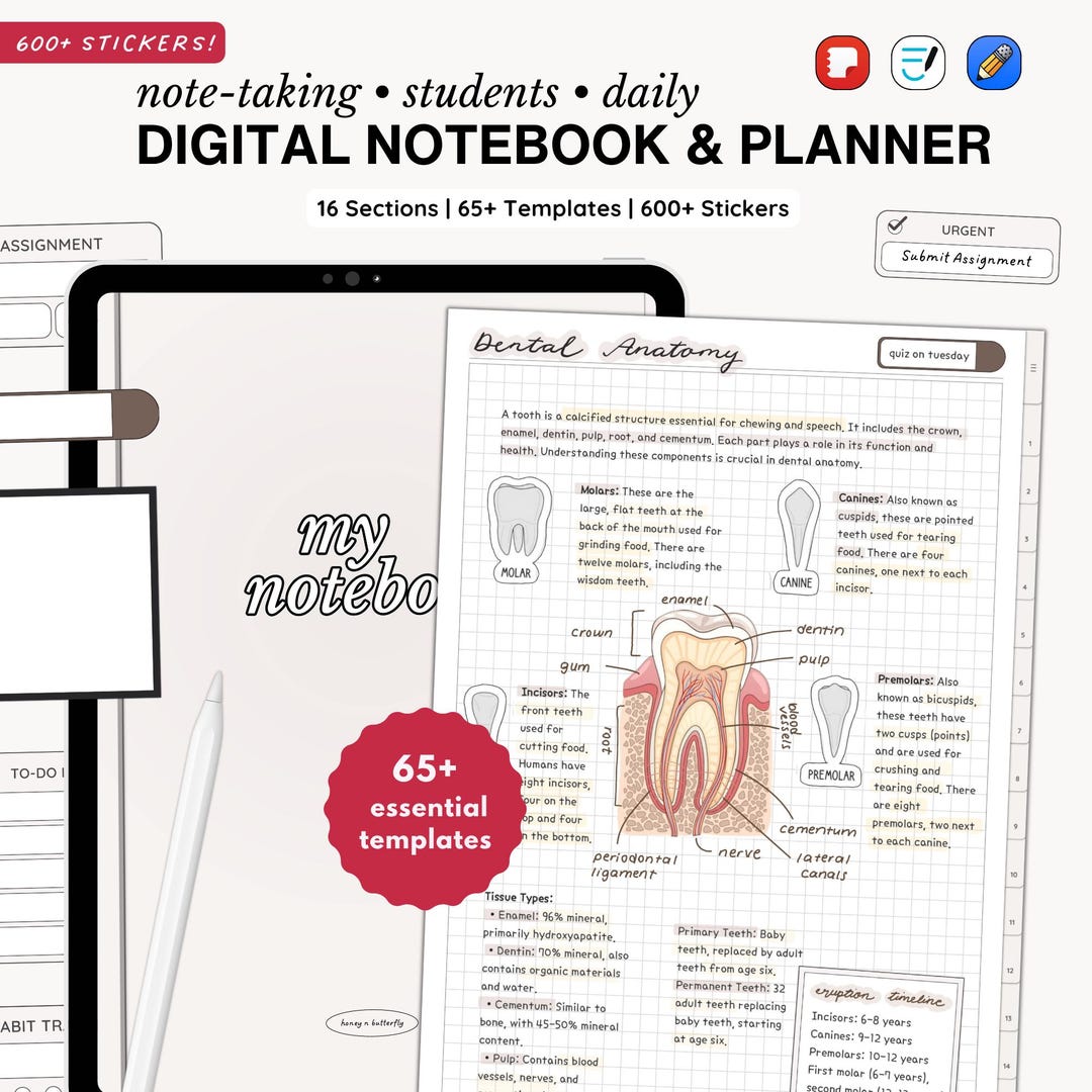 Hyperlinked Notebook & Planner: Student, Life Planners, Note-taking ...