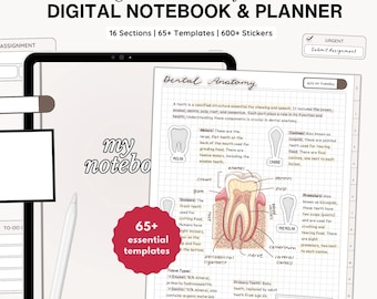 Gelinkte notebook en planner: student, levensplanners, sjablonen voor het maken van aantekeningen, Samsung Notes, GoodNotes, enz. (digitale download)