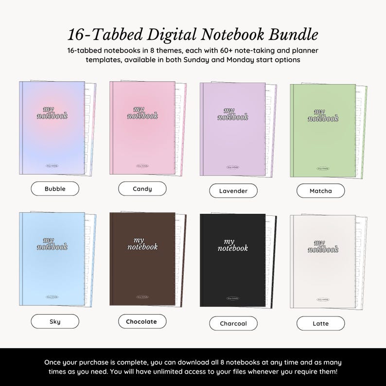 Samsung Notes & GoodNotes Digital Notebook BUNDLE, 8 Hyperlinked Notebooks, 65+ Student and Life Planner Templates, 2000+ Stickers image 2