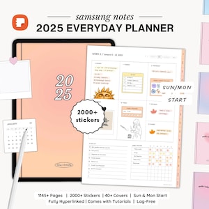 2025 Ultimate Samsung Notes Planner, Android Tablet Hyperlinked Dated Digital Planner, Samsung Notes Template, Widget Stickers Sticker Book