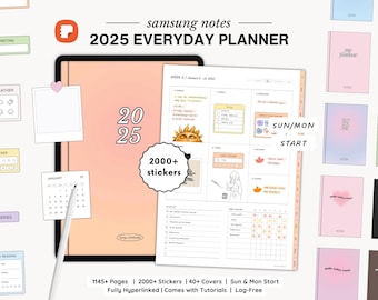 2025 Ultimate Samsung Notes Planner, Android Tablet Hyperlinked Dated Digital Planner, Samsung Notes Template, Widget Stickers Sticker Book