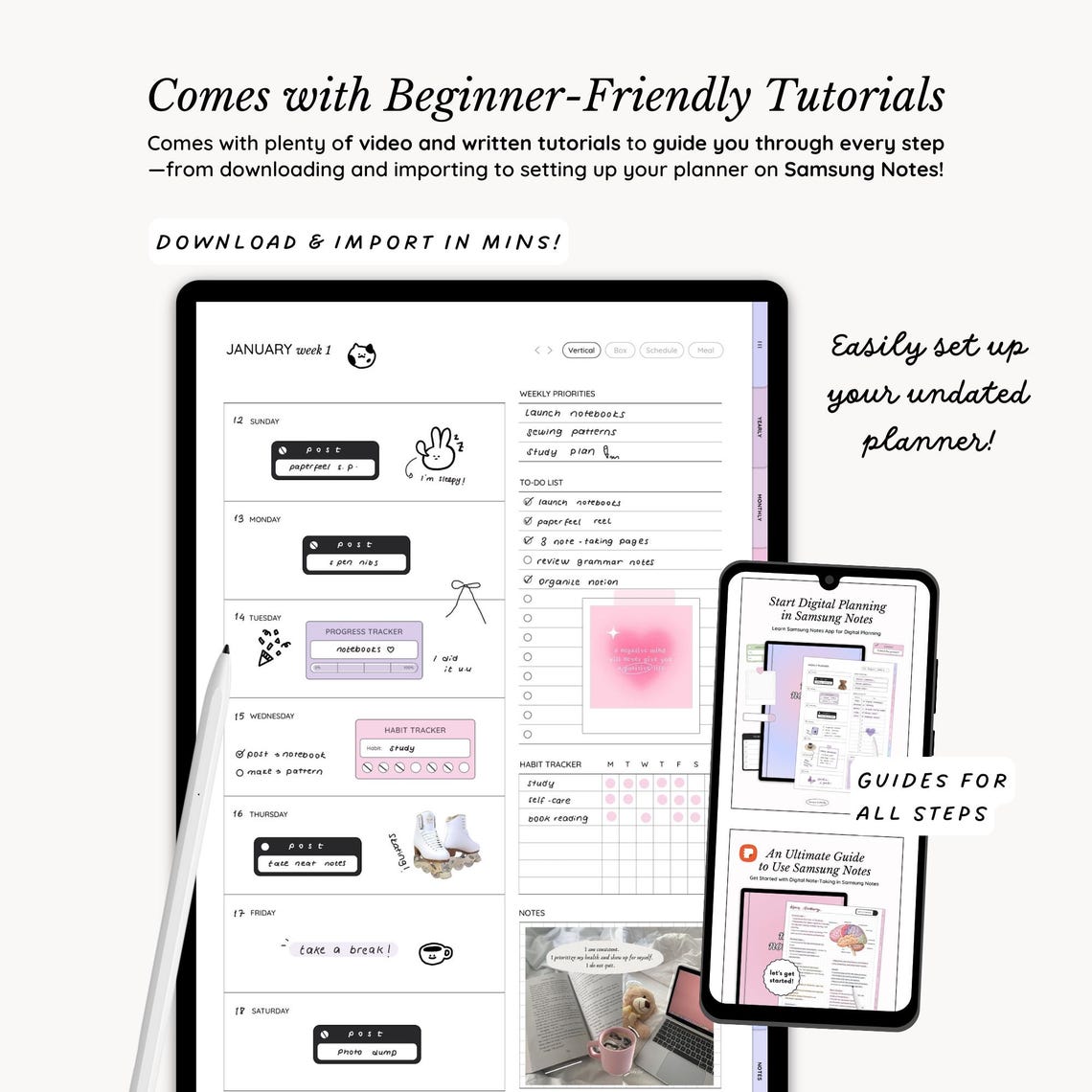 UNDATED Ultimate Samsung Notes Planner, Android Tablet Hyperlinked