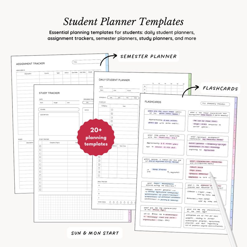 Samsung Notes & GoodNotes Digital Notebook BUNDLE, 8 Hyperlinked Notebooks, 65+ Student and Life Planner Templates, 2000+ Stickers image 4