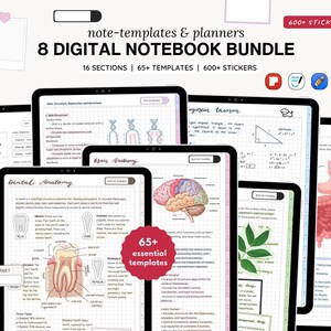 Samsung Notes & GoodNotes Digital Planner BUNDLE, 8 Hyperlinked Notebooks, 65+ Student and Life Planner Templates, 2000+ Stickers