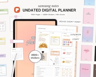 NIEDATA Ultimate Samsung Notes Planner, Android Tablet Hyperlinked Digital Planner, Samsung Notes Template, Widget Stickers Sticker Book