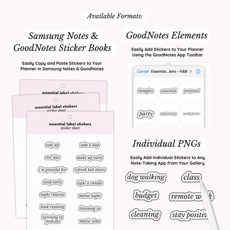 Digital Sticker Book, 200+ Everyday Essential Planner Stickers ...