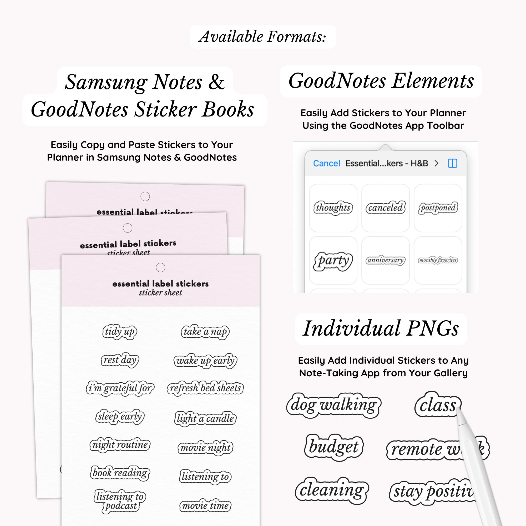 Digital Sticker Book, 200+ Everyday Essential Planner Stickers ...