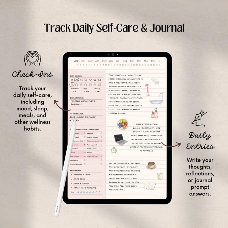 Digital Journal BUNDLE, Gratitude Journal, Self-Care Journal, 365 Day Journal, Undated PDF Digital Planners (Digital Download) image 4