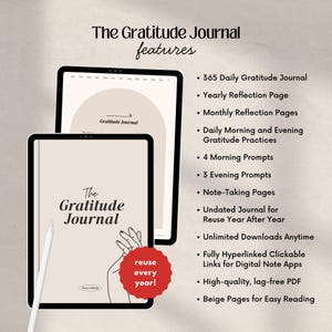Digital Journal BUNDLE, Gratitude Journal, Self-Care Journal, 365 Day Journal, Undated PDF Digital Planners (Digital Download) image 3