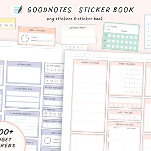 Livro de adesivos GoodNotes, mais de 1700 adesivos, adesivos de widget de planejador digital, livro de adesivos digital, adesivos pré-cortados para iPad, adesivos Goodnotes