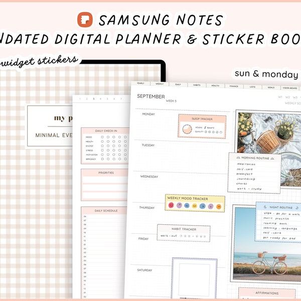 Planificateur hyperlien non daté Samsung Notes, planificateur numérique Android, livre d’autocollants Samsung Notes, plus de 1700 autocollants widget, planificateur numérique 2024