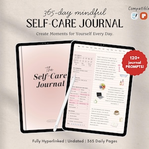 Daily Digital Journal, Wellness Journal with Prompts, Self-Care Planner, Digital Diary, 5 Minute Guided Journal, GoodNotes, Samsung Notes