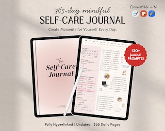 Daily Digital Journal, Wellness Journal with Prompts, Self-Care Planner, Digital Diary, 5 Minute Guided Journal, GoodNotes, Samsung Notes