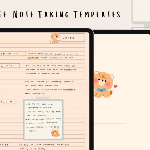 24 Cute Colorful Digital Note Taking Templates Student Etsy