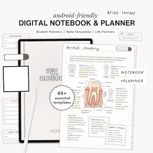 Quaderno digitale Android, Quaderno digitale Samsung Notes, Modello per prendere appunti digitali, Planner digitale accademico, Planner per tablet Android