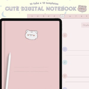 Cute Digital Notebook | Hyperlinked Notebook, Student, College, Bullet Journal | Samsung Notes, Noteshelf, Notability, Goodnotes Notebook