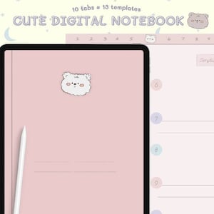 Cute Digital Notebook | Hyperlinked Notebook, Student, College, Bullet Journal | Samsung Notes, Noteshelf, Notability, Goodnotes Notebook