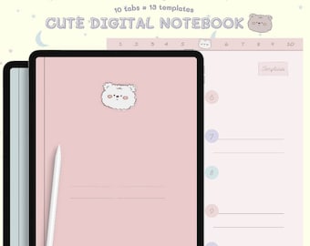 Cute Digital Notebook | Hyperlinked Notebook, Student, College, Bullet Journal | Samsung Notes, Noteshelf, Notability, Goodnotes Notebook