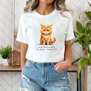 Funny Cat Shirt, One Braincell Orange Cat T-shirt, Orange Cat Owner Gift, Cat Dad Gift, Shirt for Cat Lover, Cat Mom Tshirt image 1