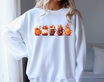 Fall Coffee Shirt, Cute Fall Sweatshirt, Coffee Lover tee Shirt, Halloween Pumpkin Latte Drink Cup, Pumpkin Spice Shirt, Thanksgiving Shirt