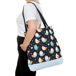 Chicken Farmer Tote Bag, Chicken Mom, Chicken Lover, Funny Chicken, Chicken Owner Bag, Chicken Bag, Blue