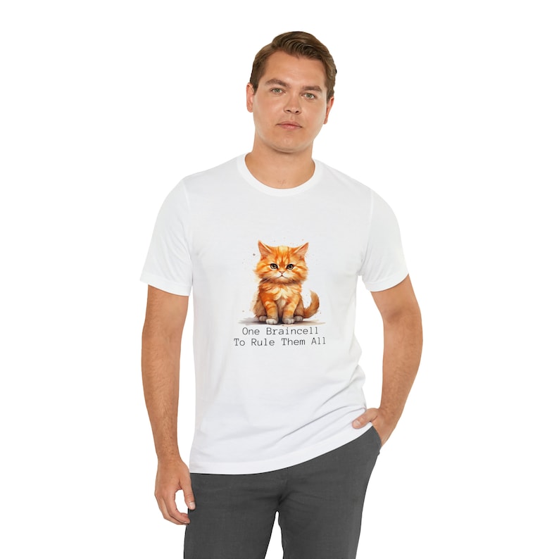 Funny Cat Shirt, One Braincell Orange Cat T-shirt, Orange Cat Owner Gift, Cat Dad Gift, Shirt for Cat Lover, Cat Mom Tshirt image 4