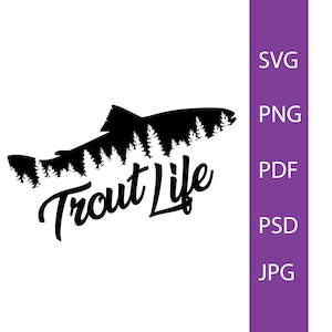Trout SVG -  Trout Silhouette - Trout Decal - Trout Life