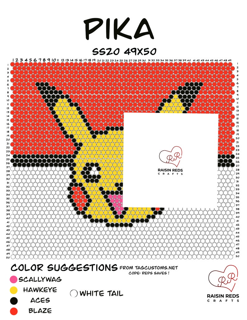 Pika Color Code Pika Ss20 Rhinestone Template - Etsy