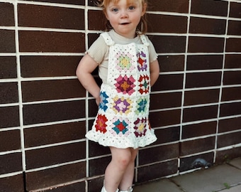 Kids Granny Square Overall Dress Pattern -  (PDF digital download ONLY)