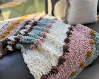 Mels Fluffy Bobble Blanket Throw Crochet Pattern (PDF Digital Download only)