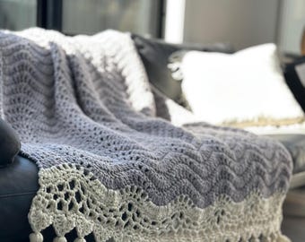 Feather, Fans, Chains & Tassels Lap Crochet Blanket (PDF Digital Download only)