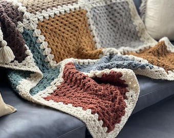 9 Square Grandma Throw Crochet Pattern (PDF téléchargement numérique)