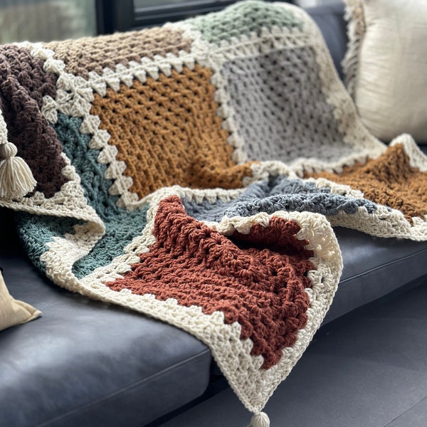 9 Square Granny Throw Crochet Pattern (PDF digital download)