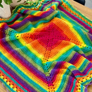 Rainbow Baby Blanket Crochet Pattern (PDF Digital pattern only)