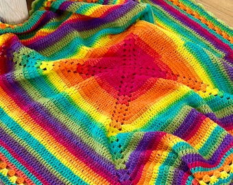 Rainbow Baby Blanket Crochet Pattern (PDF Digital pattern only)