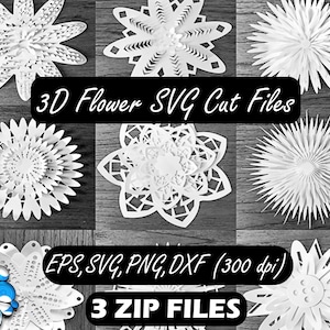 3d flor SVG, flor SVG, paquete de flores, archivos de corte de flores, FLORAL DXF, 3d archivo de corte flor, 3d Svg, Svg archivos de corte, flor en capas