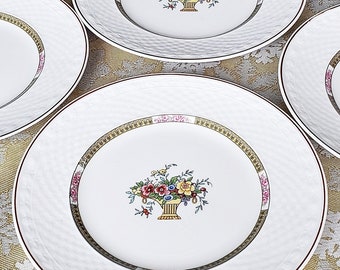 Vintage English China by W. H. Grindley & Co, Carlton Shape Pattern, Set of 4 Luncheon Plates, Replacement plates, Mix and Match Plates