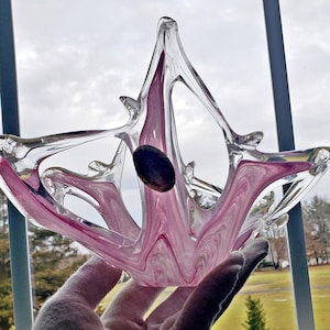 Äkta Murano-konstglas friformskorg – Rosa & Klar Virvelskulptur