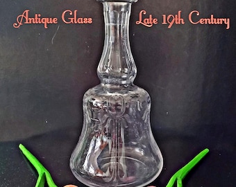 Antique Etched Glass Decanter: 19th Century Tiffin Style, Paneled Neck