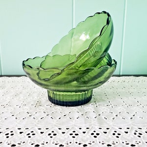 E O BRODY Vintage Hunter - Green Glass Bowls, Set of 2, Nostalgic American Glassware, Retro Kitchen Dishes, Discontinued