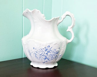 ANTIQUE Wash Basin Pitcher circa 1900-1910 by D.E. McNicol Pottery, HARWARD Shape, Antique Sanitary Ironstone Collecible