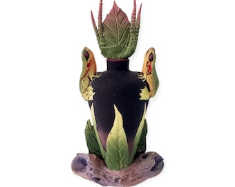 Nancy Y Adams Ceramic Perfume Bottle, Frog Art Pottery, Handmade Sculptural Vessel, Nature Decor, Boho Collectible