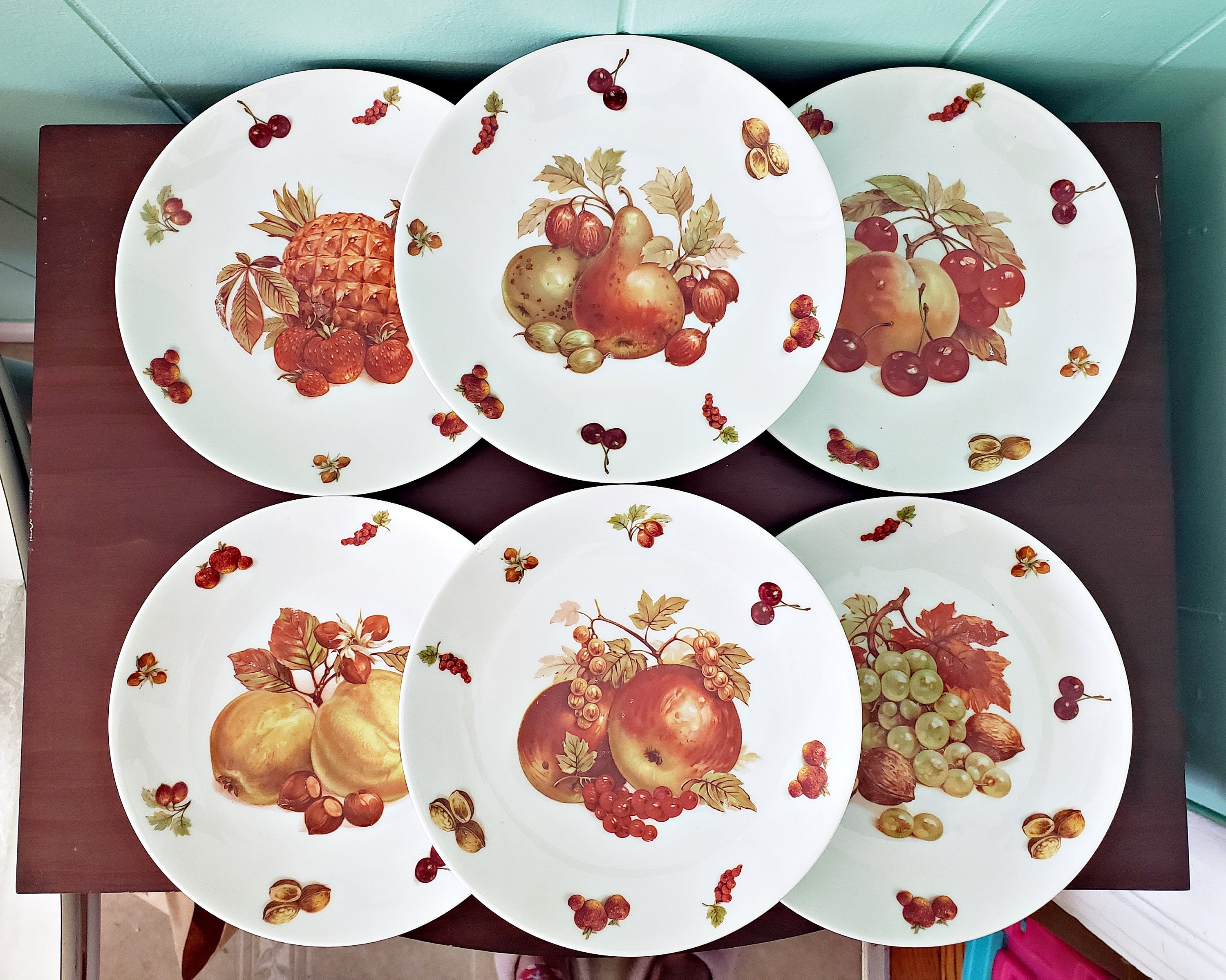 Vintage German China, Set of 6 Luncheon / Salad / Dessert Plates With